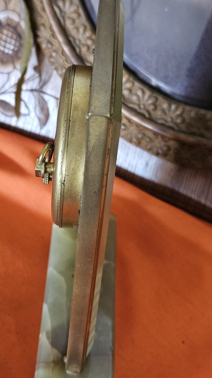 Vintage Art Desk Clock Swiss Marble Base Working