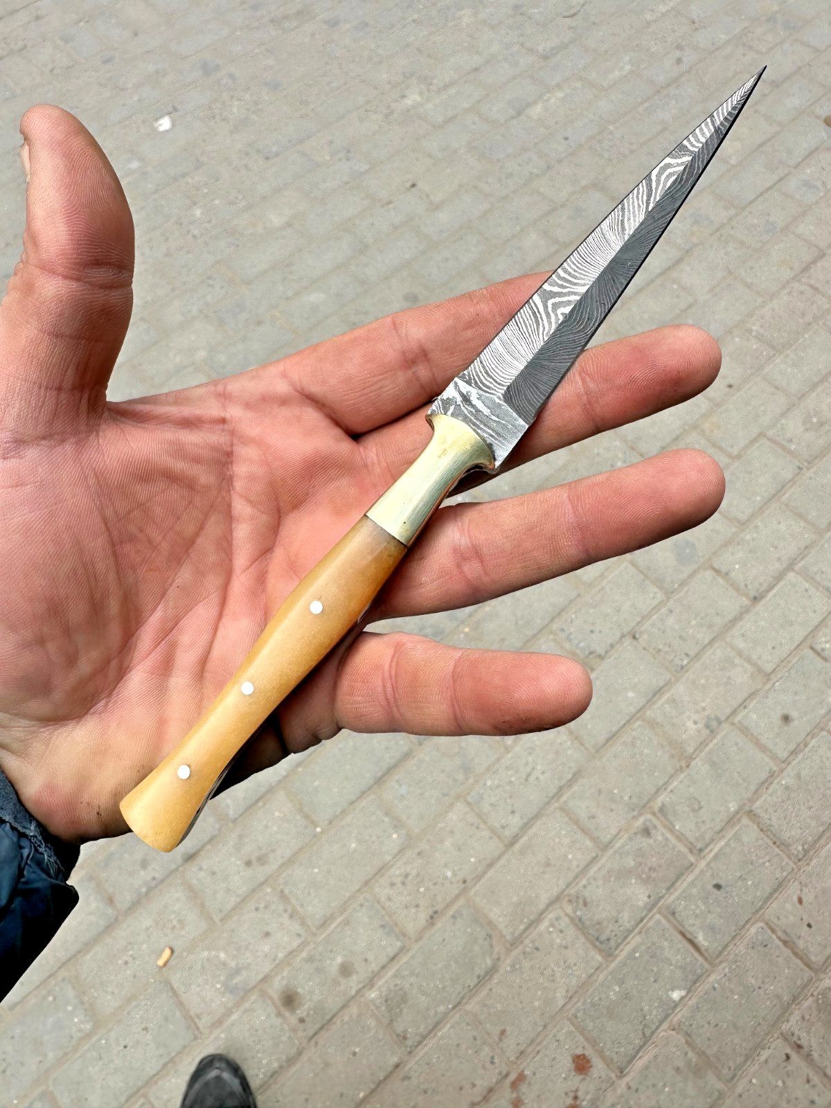 Custom HandMade Hunting Boot Knife Hand Forged Damascus Steel Blade 1320