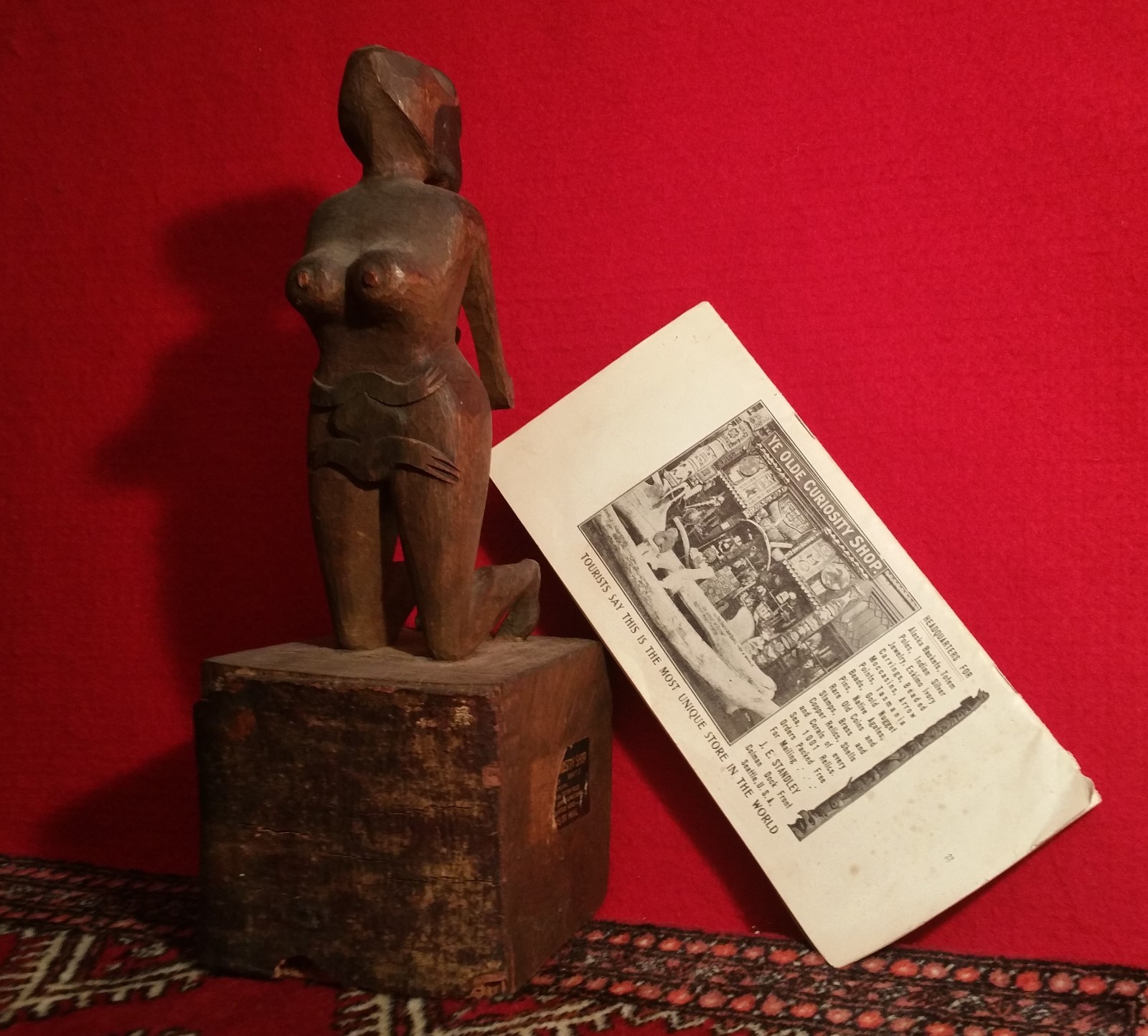 YE OLDE CURIOSITY SHOP antique seattle alaska pacific wood vtg tiki totem pole