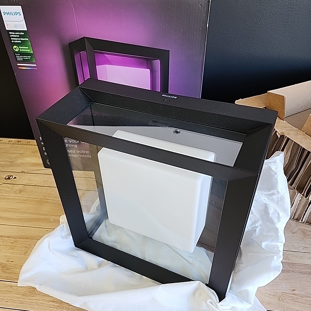 Philips Hue Econic Square Outdoor Smart Wall Light, Black, Hue Bridge Required