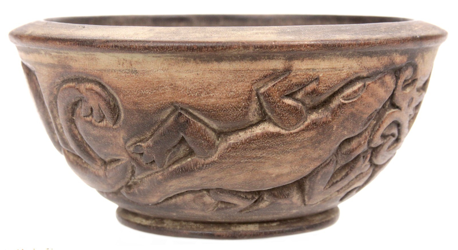 Vintage Carved Wooden Indonesian Dayak Bowl Borneo Lizard Ethnographic Carving