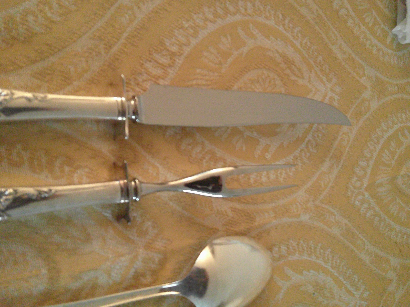 White Orchid Community Carving Knife Fork Set Serving Spoons and Meat Fork