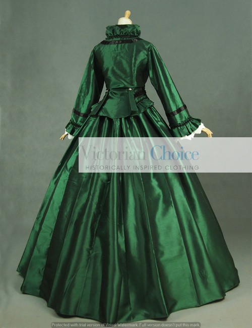 Victorian Civil War Taffeta Ball Gown Day Dress Reenactment Theater Costume 170