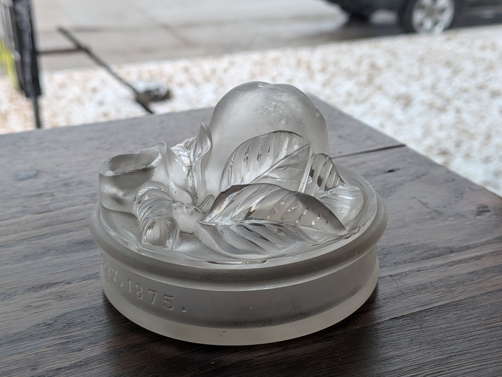 Blown Glass Figural Pear Inkwell GE Hatch Patented 1875 Cut Shut Pontil Bottle