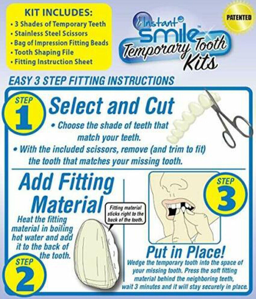 Instant Smile Multi-Shade Temporary Tooth Repair Kit 3 SHADES-Rapid Repair
