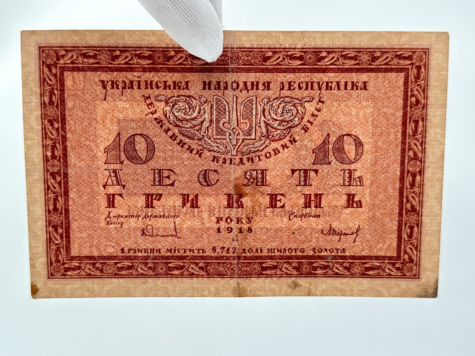 Banknote 10 Hryvnia 1918 Bond Vintage Paper Money Ukrainian Peoples Republic UNR