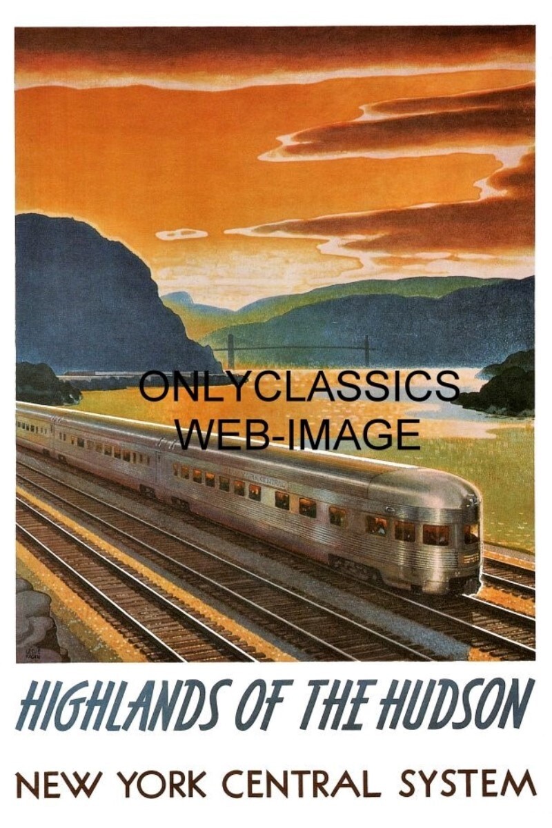 1947 NEW YORK CENTRAL RAILROAD HUDSON RIVER TRAVEL 12X18 POSTER TRAIN ART DECO