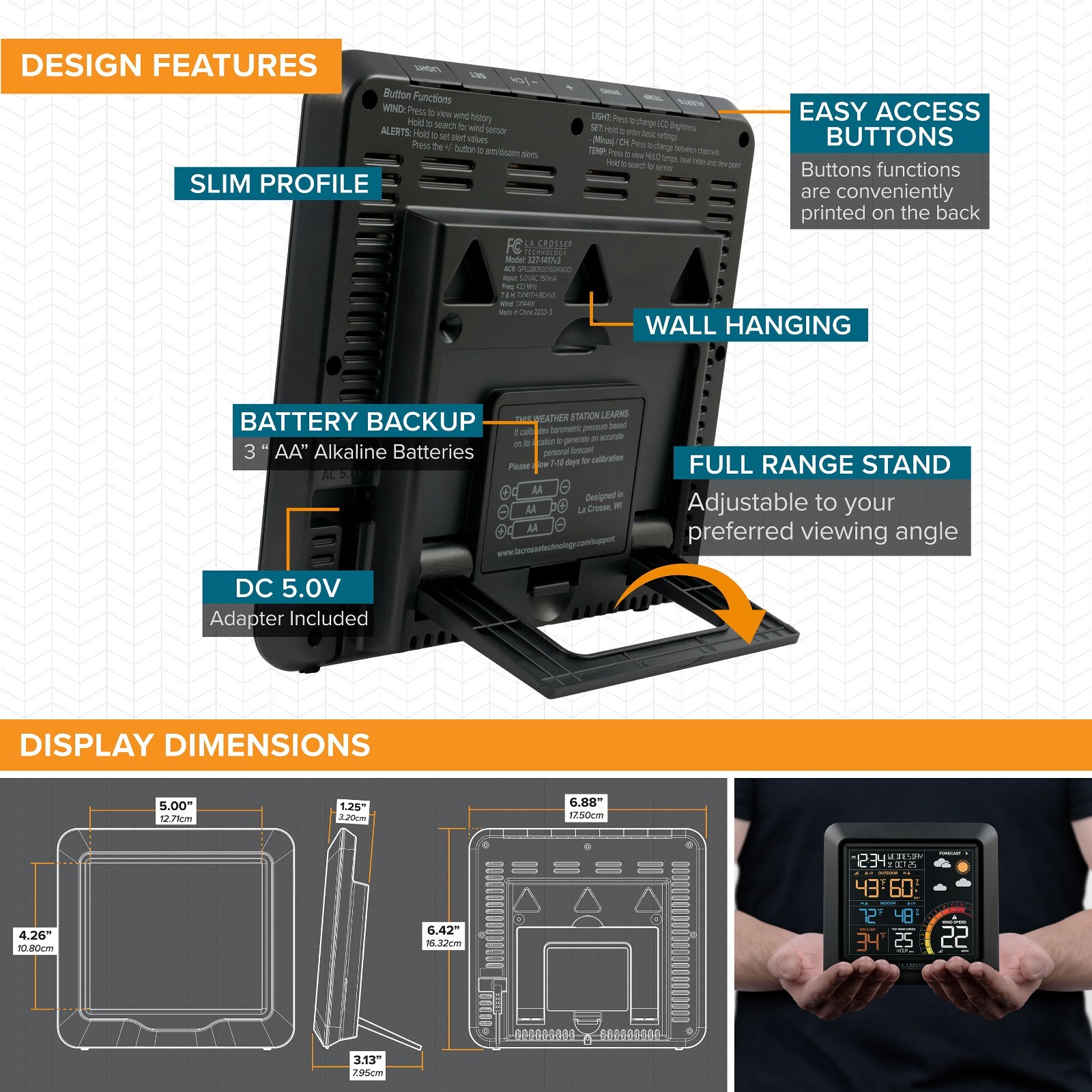 327-1417 La Crosse Technology Professional Color Wind Speed Weather Station