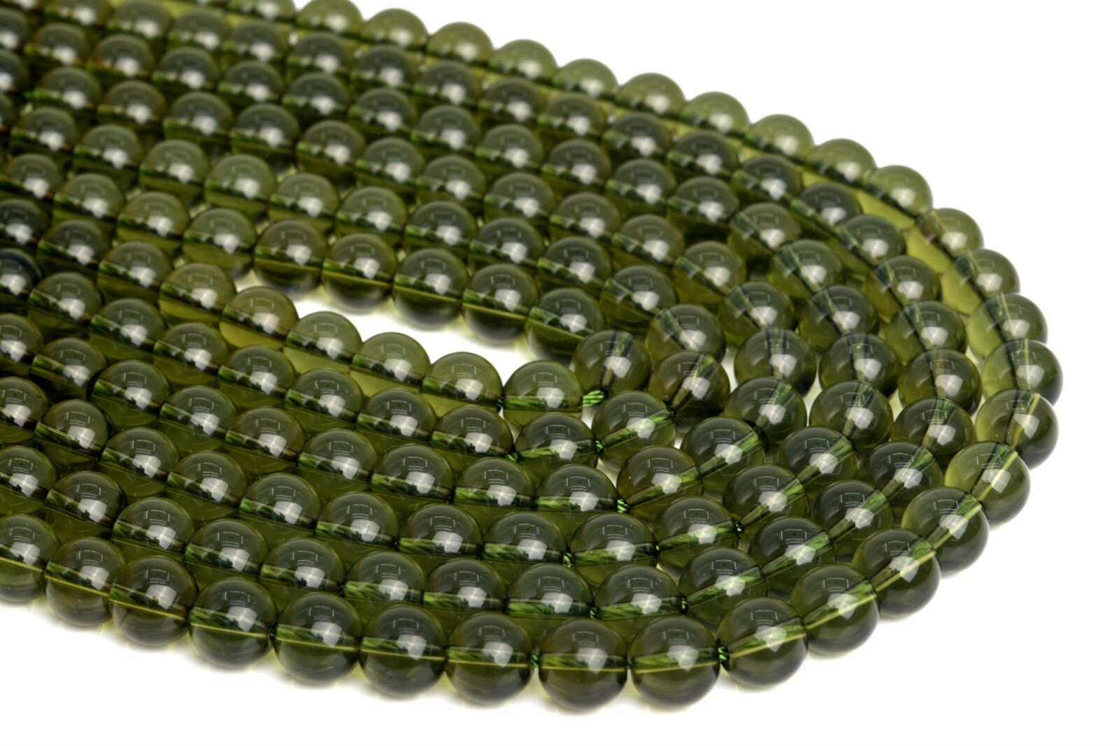 8MM Genuine Natural Moldavite Meteorite AAA Czech Republic Round Loose Beads 15"