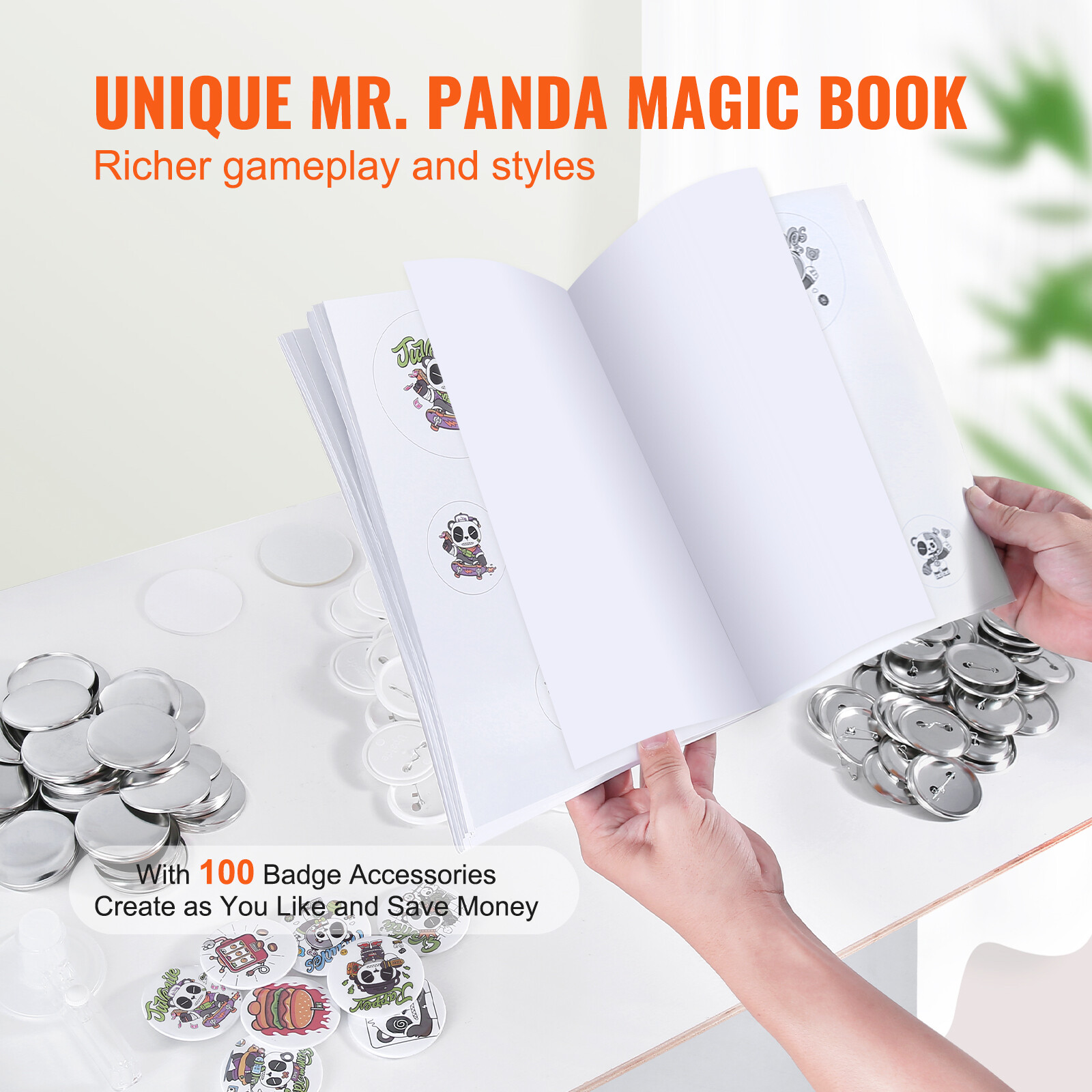 Button Maker Machine Pin Badge Maker 2.28" 100 Button Parts + Circle Cutter