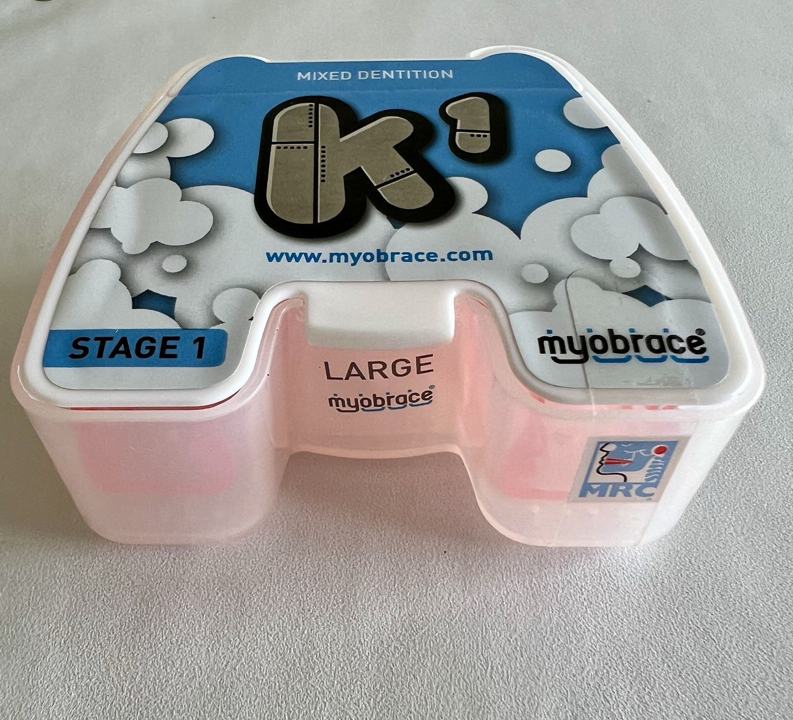 Myobrace Stage 1  K1 orthodontic silicone appliance Genuine Kids size Large PINK