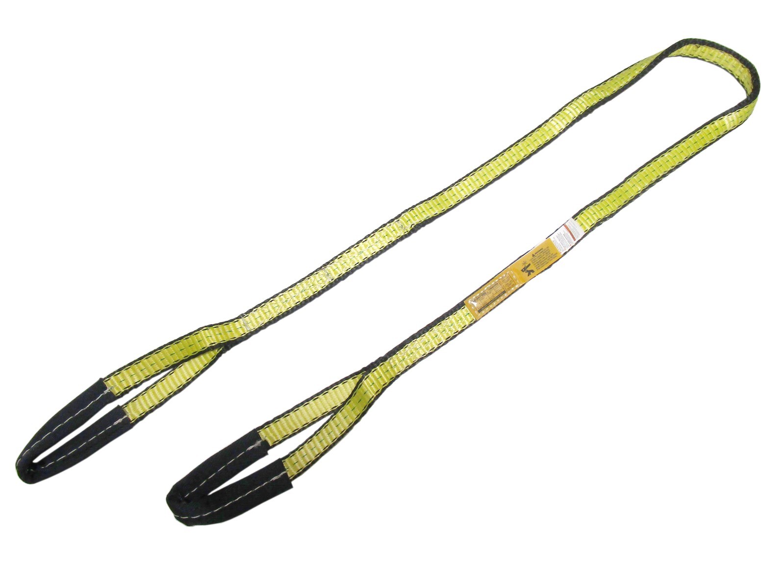 1" x 10' 1-Ply Yellow Polyester Sling w/ Flat Eyes & Sleeves, 3,200 lbs WLL