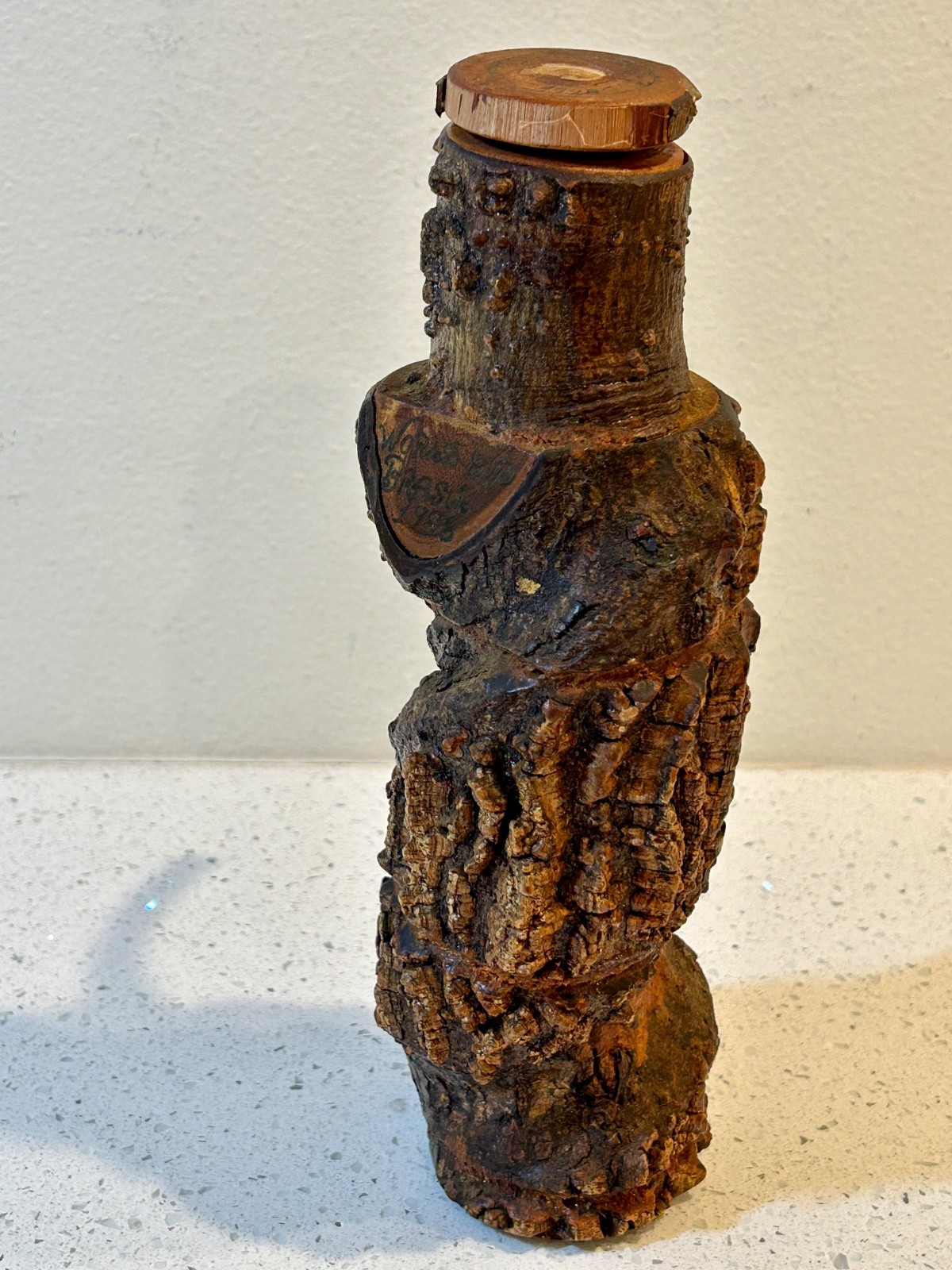 Burl Wood Bottle with Branch Handle from Parque Georgia Brazil - RARE Unusual!