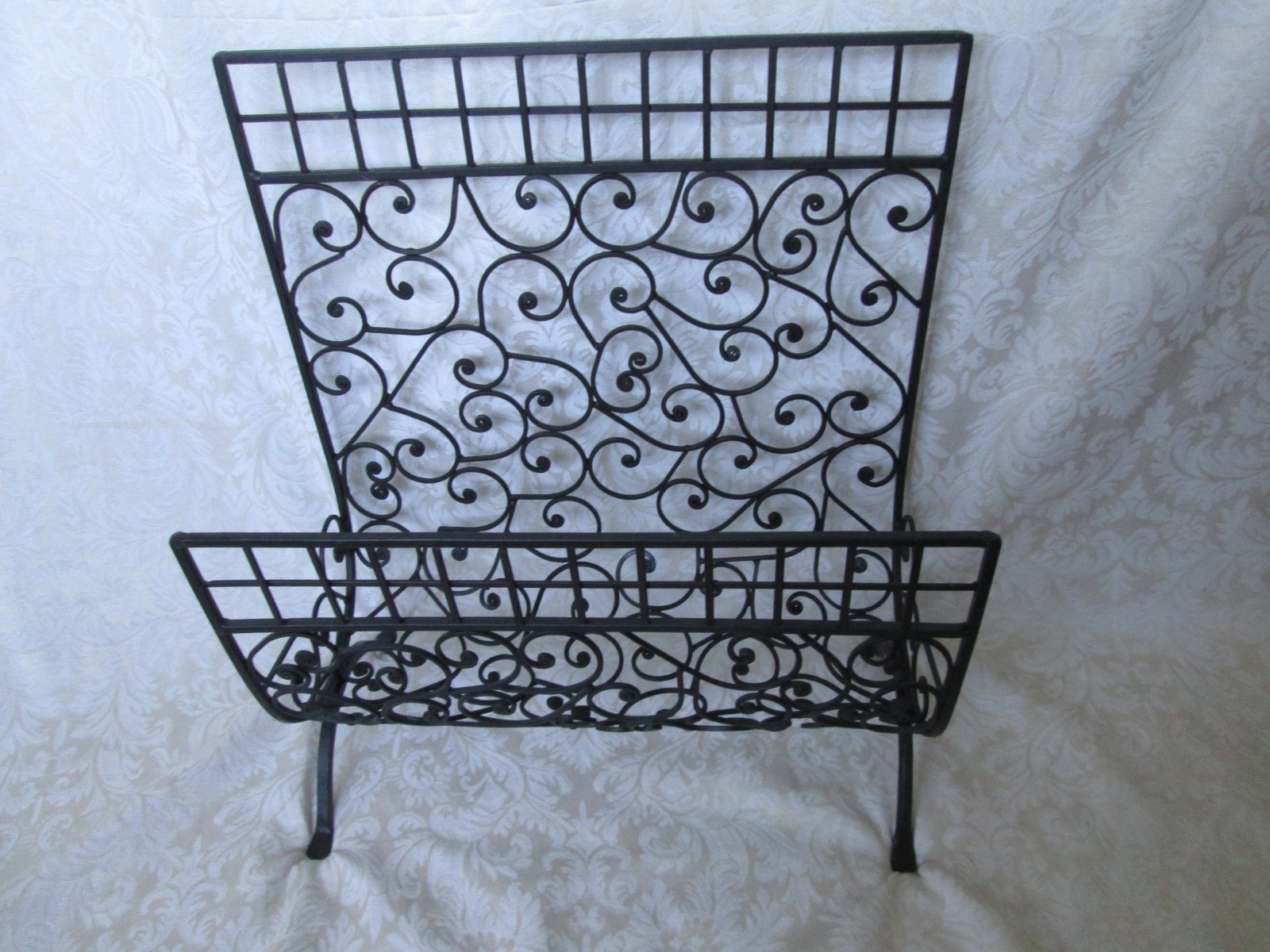 Ornate Wrought iron metal fireplace wood log storage holder bin