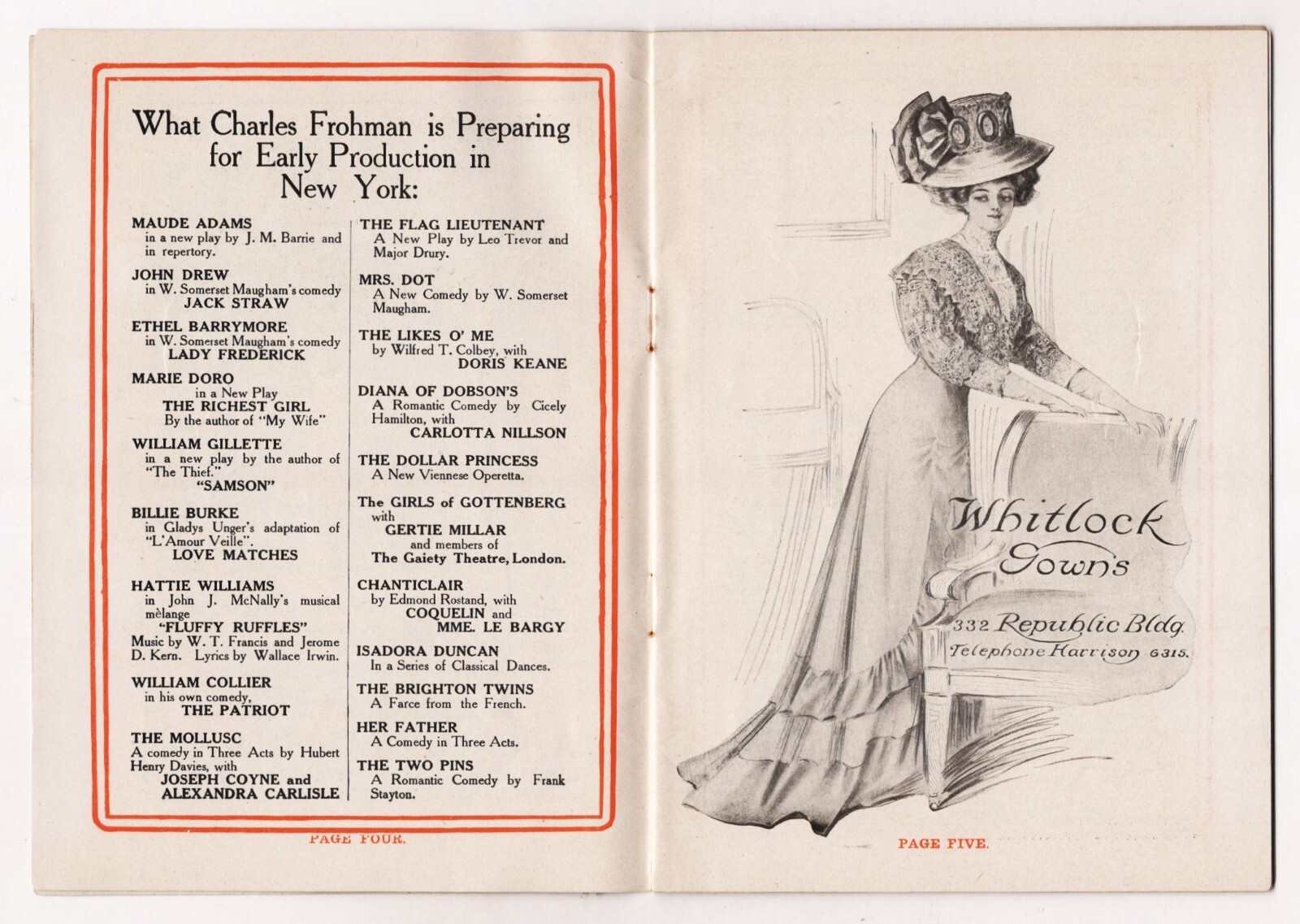 Tyrone Power Sr. "THE SERVANT IN THE HOUSE" Walter Hampden 1908 Chicago Program