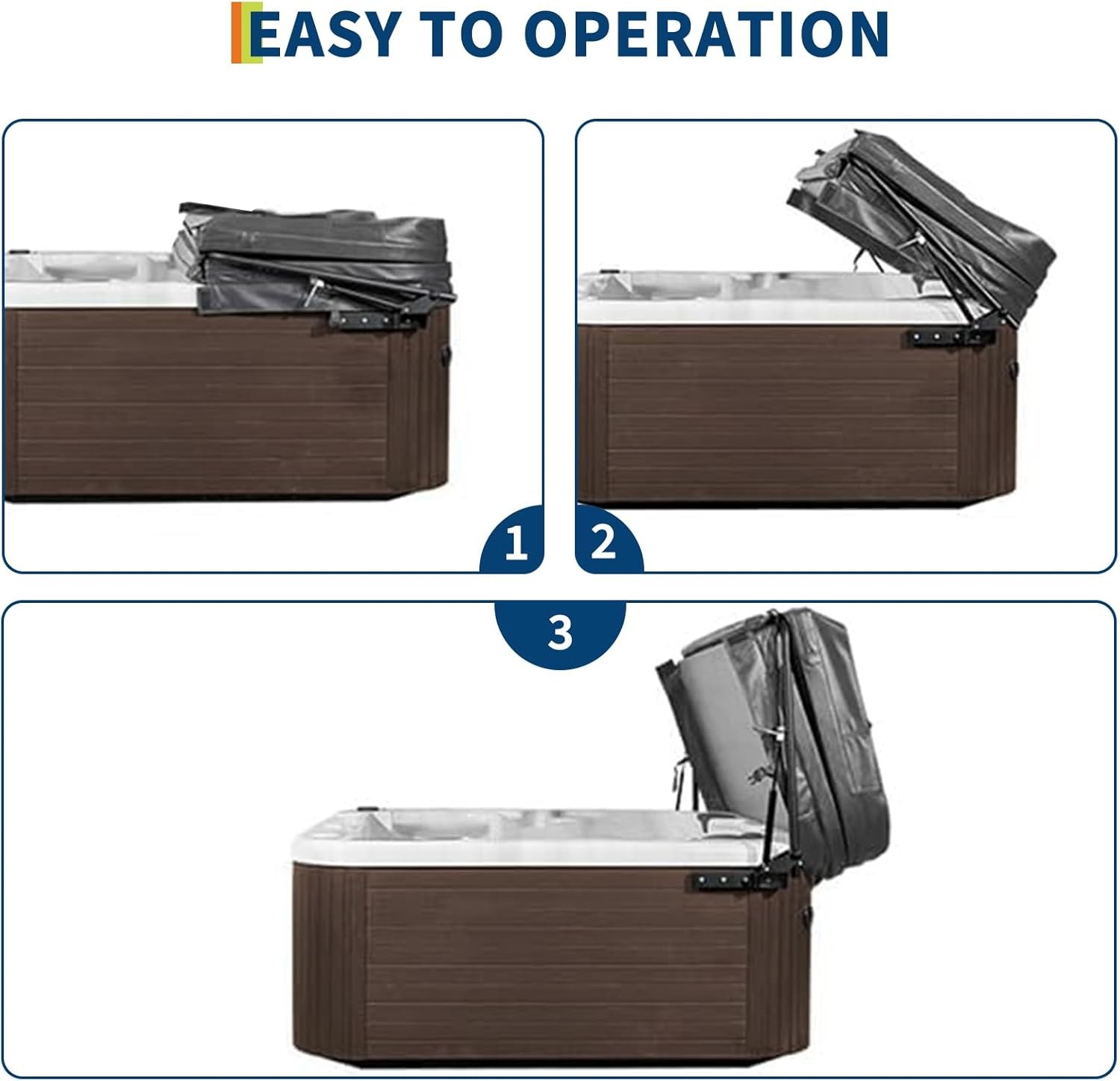 Hot Tub Cover Lift Hydraulic 69-96.5 in Width Adjustable for Hot Tub Spa Bathtub