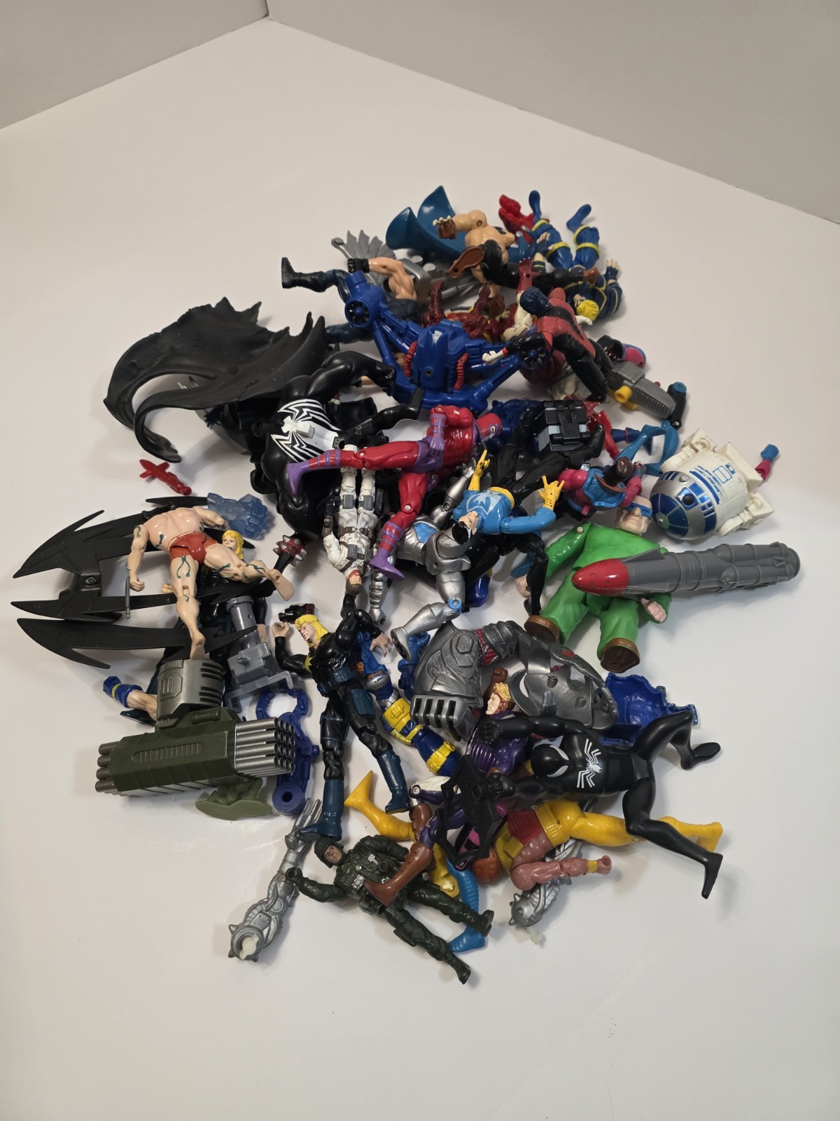 Mixed Lot of Junk Action Figures and Toys, Plastic Unboxed Missing Junk Toy Box