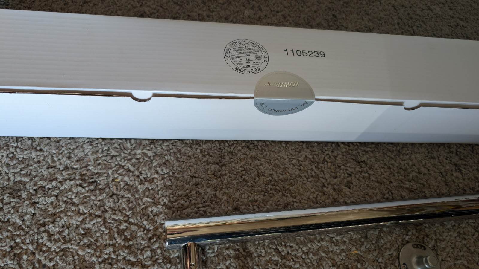 Kohler 24" Grab Bar Polished Stainless Finish Purist 11893-S New in Box Sealed