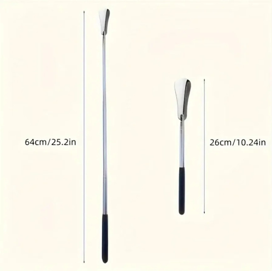 1pc Retractable Stainless Steel Shoehorn Elderly Shoe Helper Puller Tool - NEW