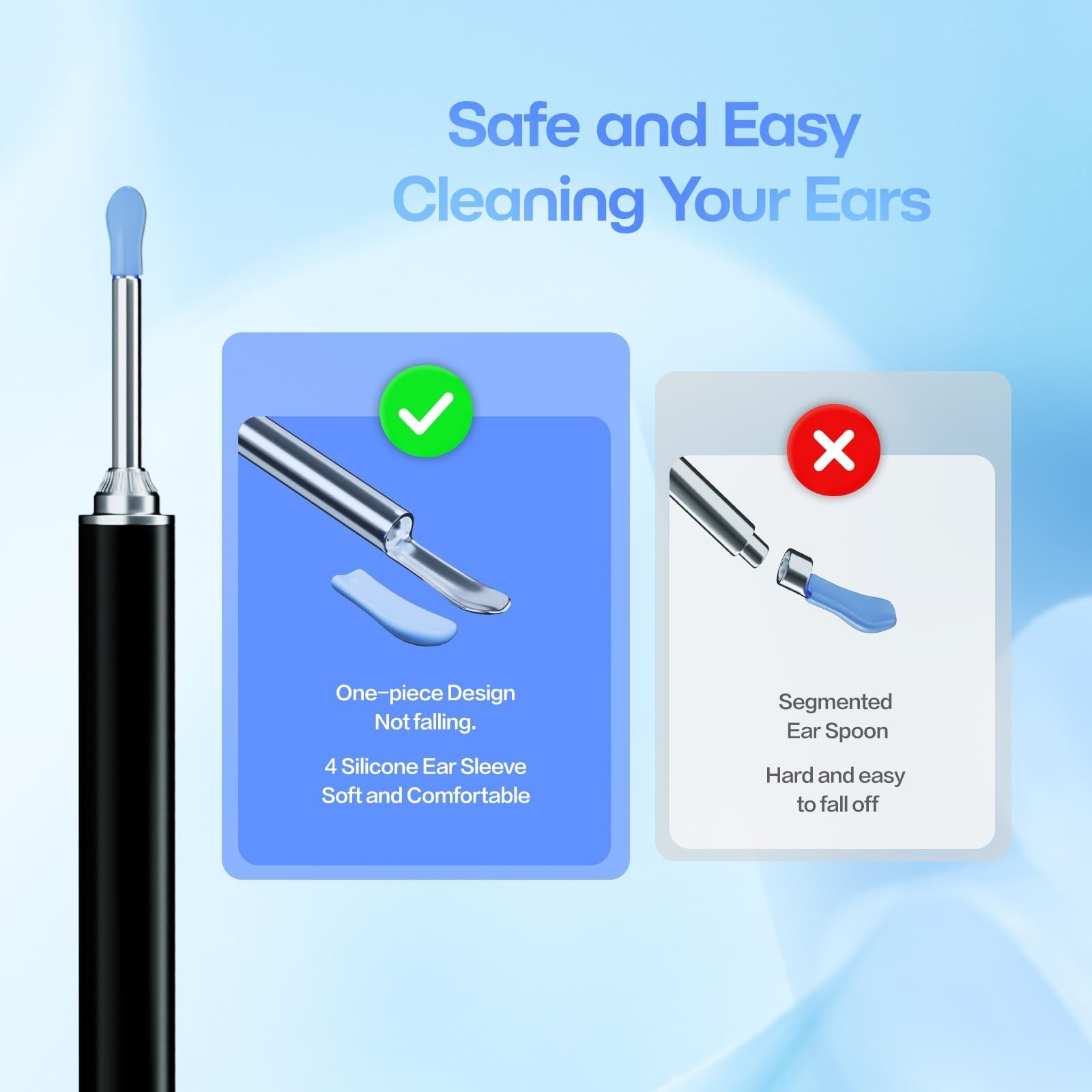 Wireless Ear Wax Remover Set, 1296P Camera HD Ear Endoscope Spoon Pick Tools.