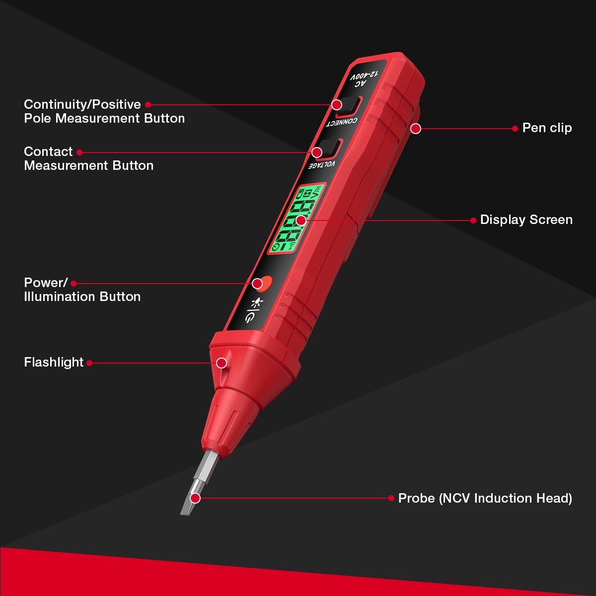 HABOTEST HT91A Voltage Tester Pen Non-Contact Flashing Alarm Battery Including