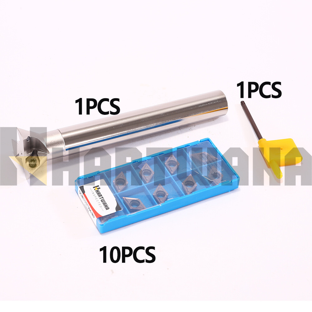 60 Degrees Dovetail Milling Cutter Holder 20mm 3 Flutes DCMT110204 Inserts