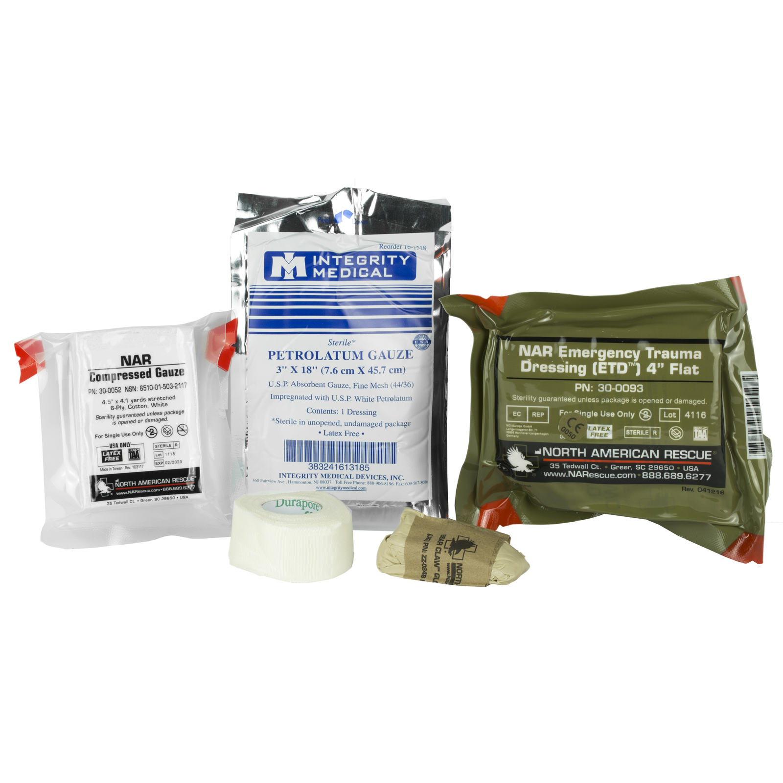 North American Rescue Individual Aid Kit NAR Compact First Aid Kit 85-0404