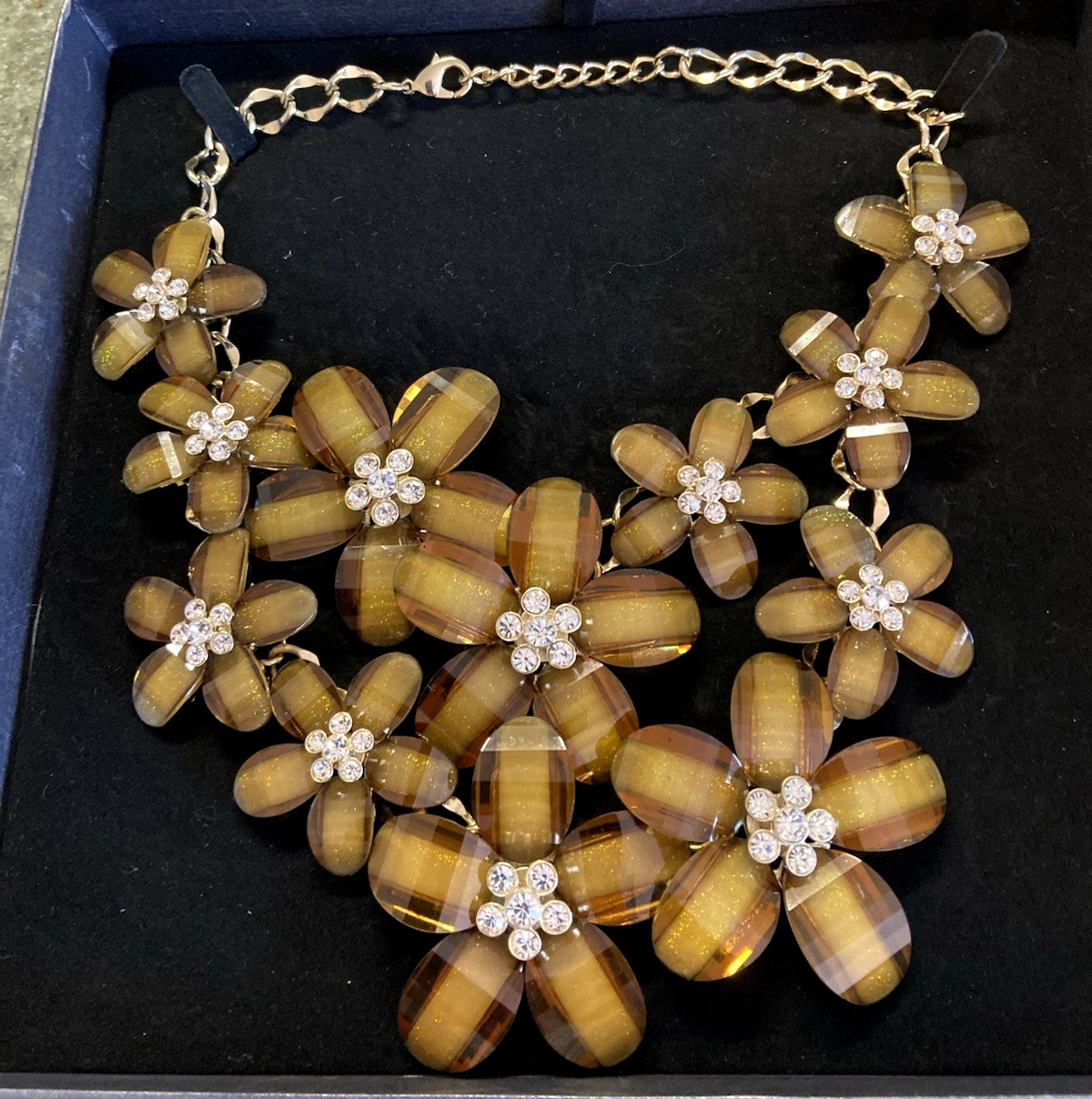 CZ FOR KENNETH J LANE Huge Topaz Flower Bib Necklace In original box new