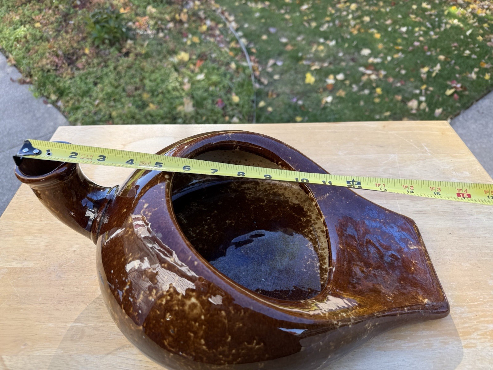 Antique 1800s Bennington Pottery Brown Splatterware Bedpan Urinal Chamber Pot