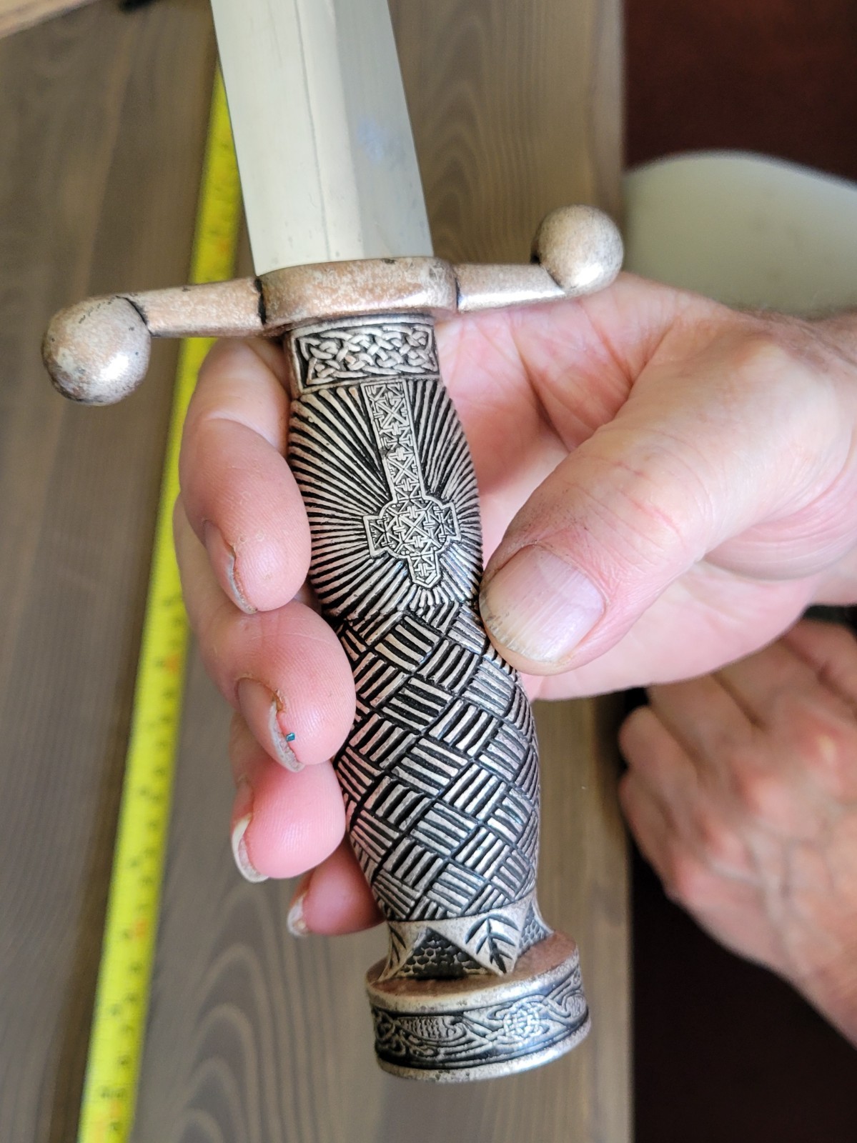 UNIQUE! Vintage Nickle Silver Dagger with Sheath & Frog! Spanish?