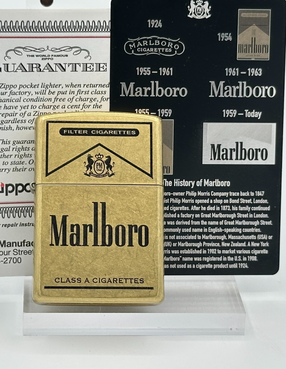 Marlboro Custom Zippo Lighter | Brass Zippo + Engraved Card | Made In USA