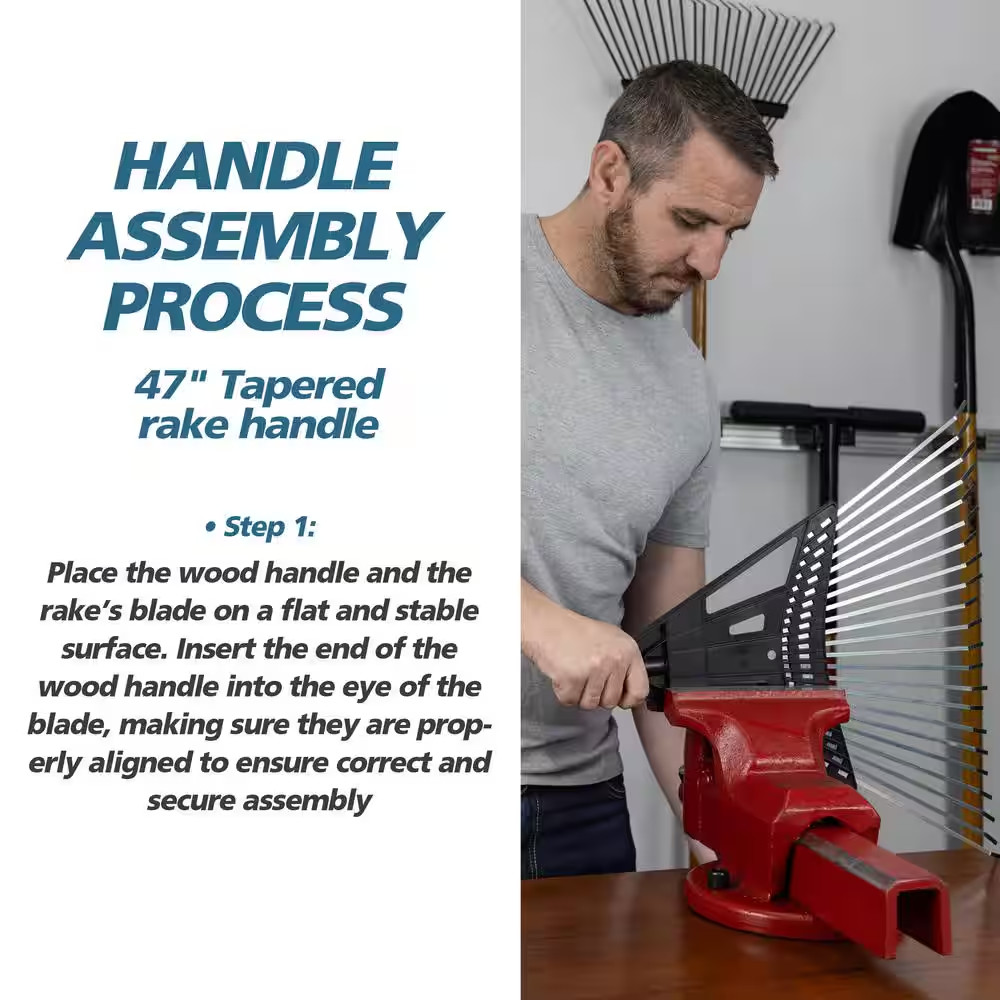 47 In. Tapered Rake Handle with 0.91 In. Diameter