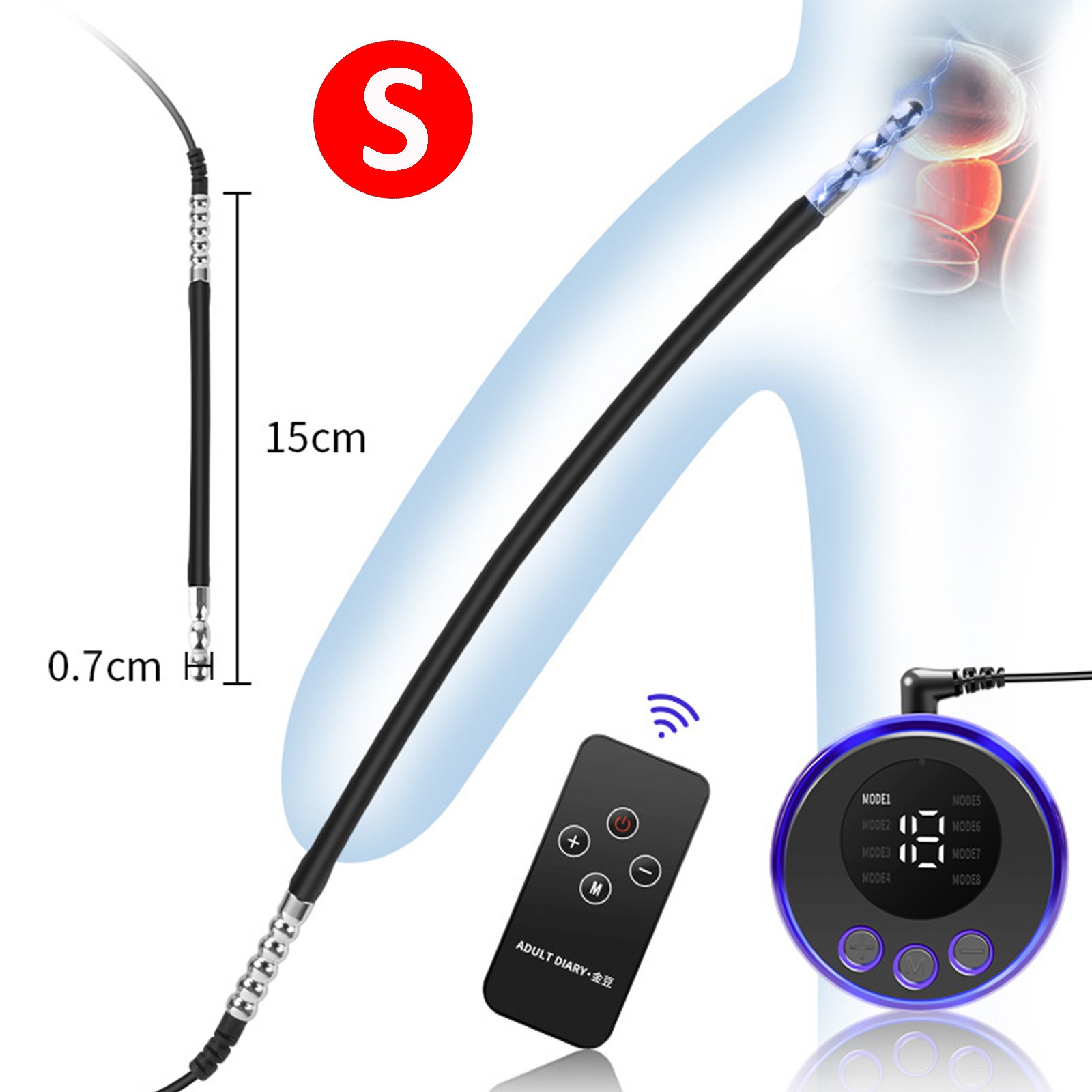 Electric E-stim Penis Plug Bead Dilator Set Silicone Urethral Sounding Stretcher