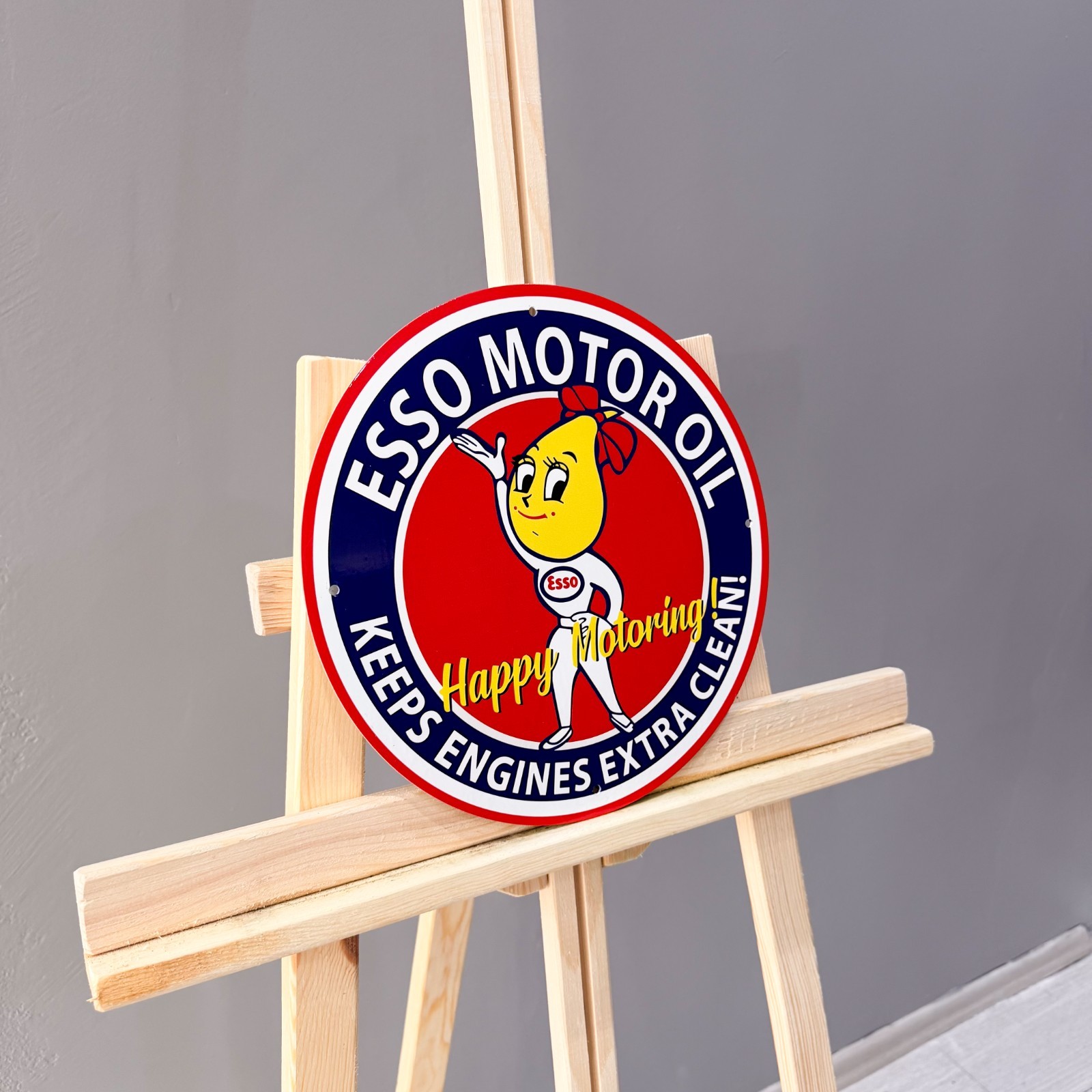 Esso Motor Oil Happy Motoring Female Mascot Metal Sign – 30 cm / 11.8”