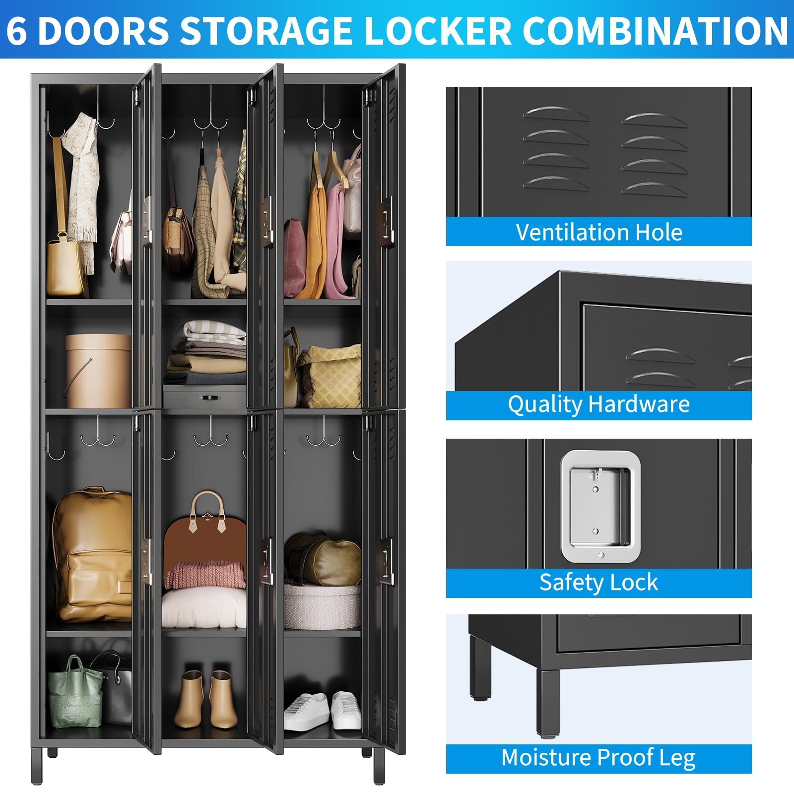Metal Locker Employee Lockers Steel Storage Locker for Home School Office GYM