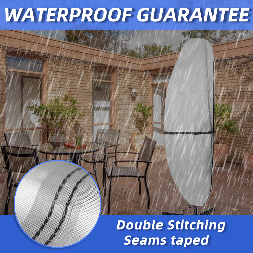 Patio Umbrella Parasol Canopy Cover - Waterproof Outdoor with Sturdy Zipper