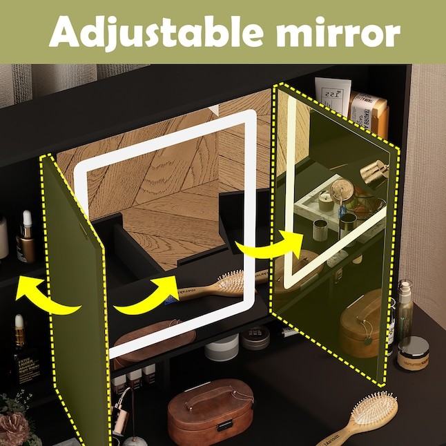 FUFU&GAGA 43.3-in Black Makeup Vanity