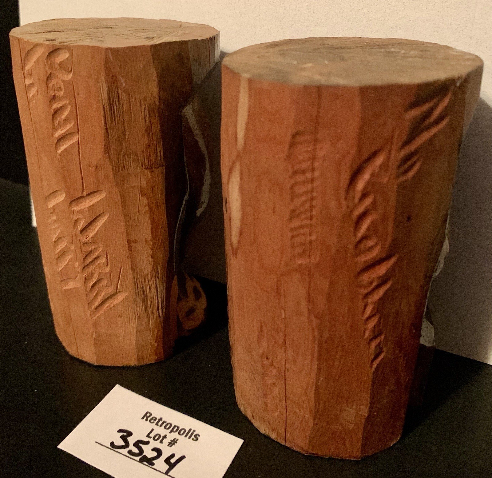 VTG Tribal Wood Totem Head Busts Male Female Hand Carved signed