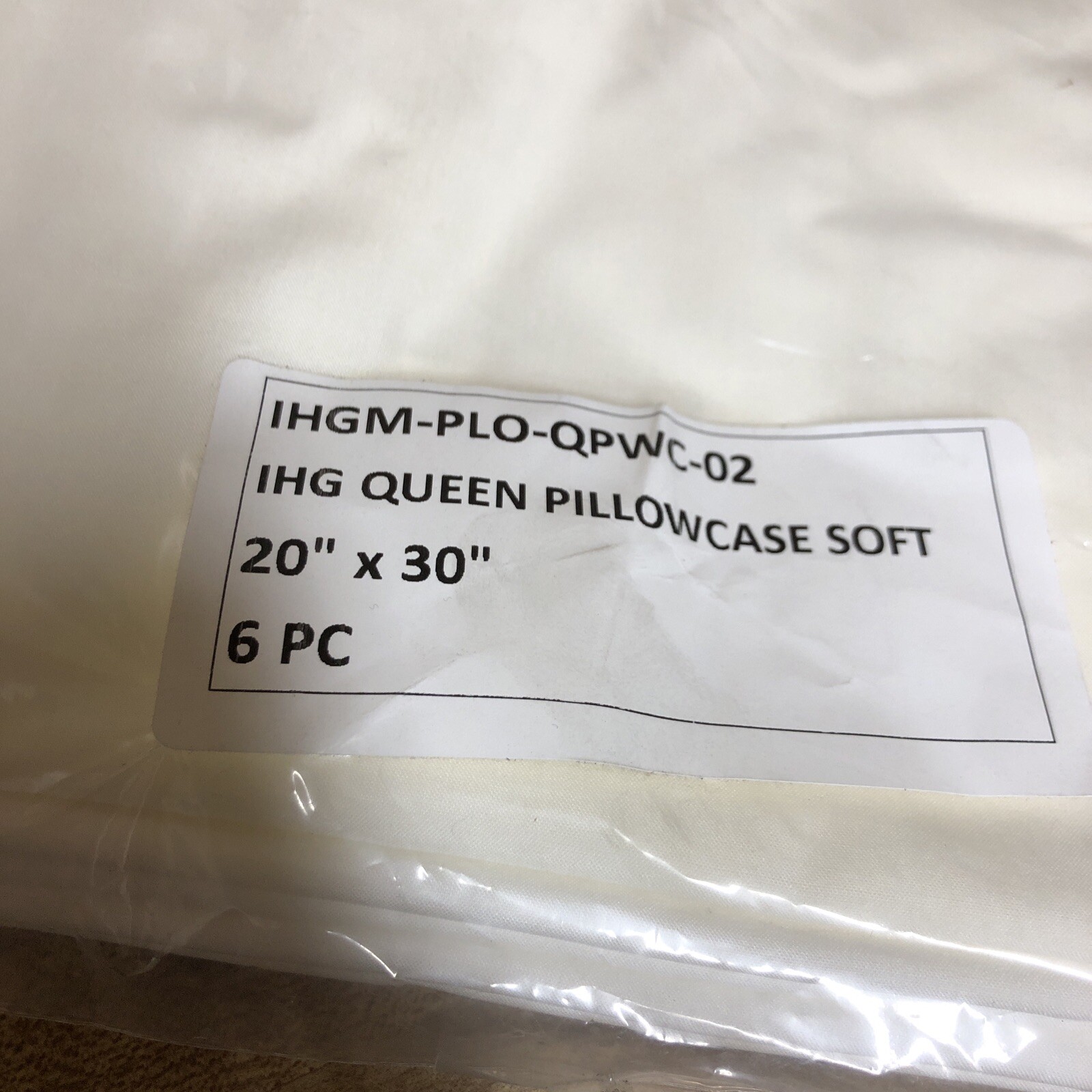 6 Pack WELSPUN Hospitality IHG Queen Pillowcase Soft 20 x 30” White New