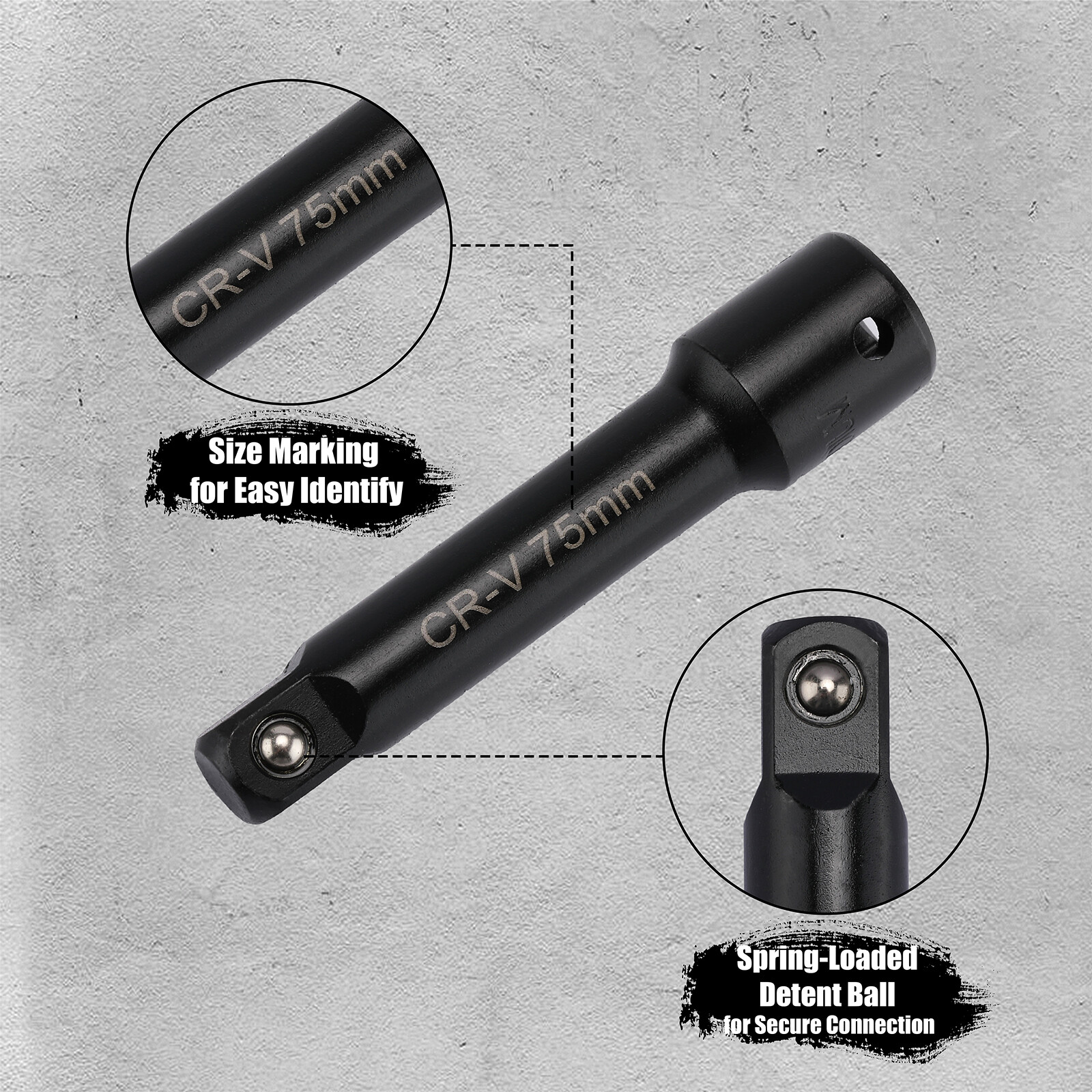 1/4",3/8",1/2" Drive Extension Bar Set, CR-V, 9 PCS Socket Extension Bars