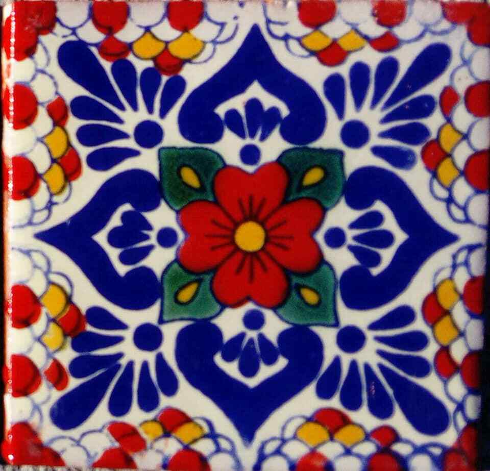 #C117) Mexican Tile sample Ceramic Handmade 4x4 inch, GET MANY AS YOU NEED !!