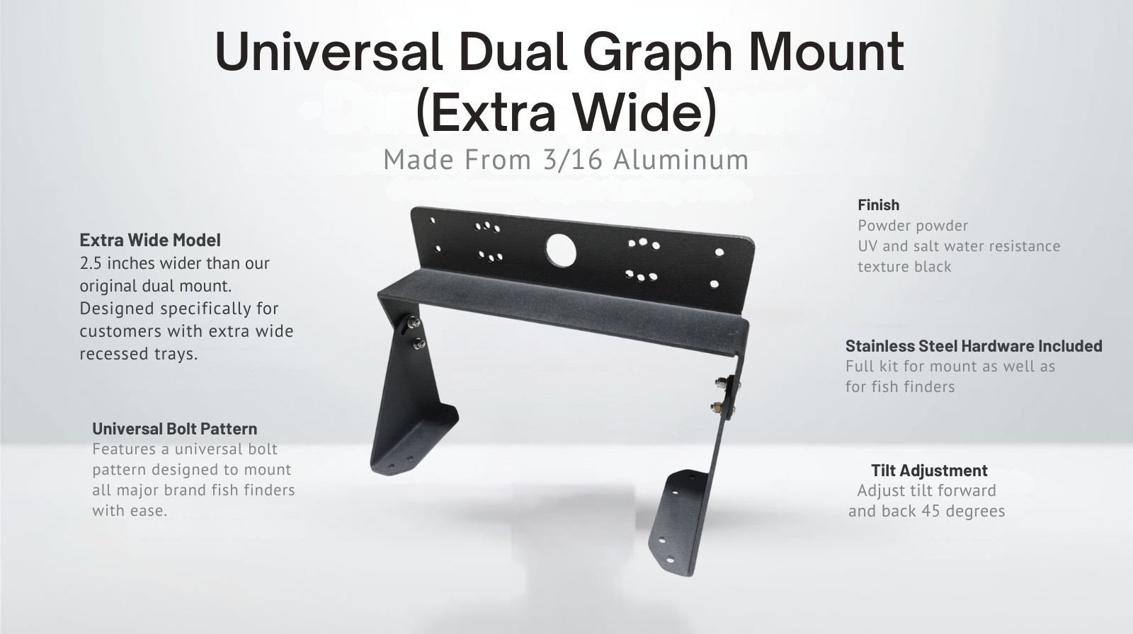 Baldwin Iron Works Universal Dual Graph/Fish Finder Mount (Extra Wide) USA