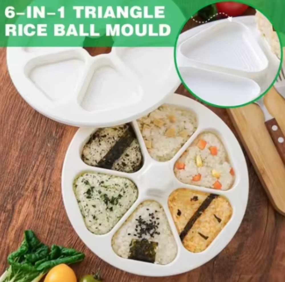 6-in-1 Onigiri Mold–Multifunctional Triangle Sushi Rice Ball Maker & Storage Set