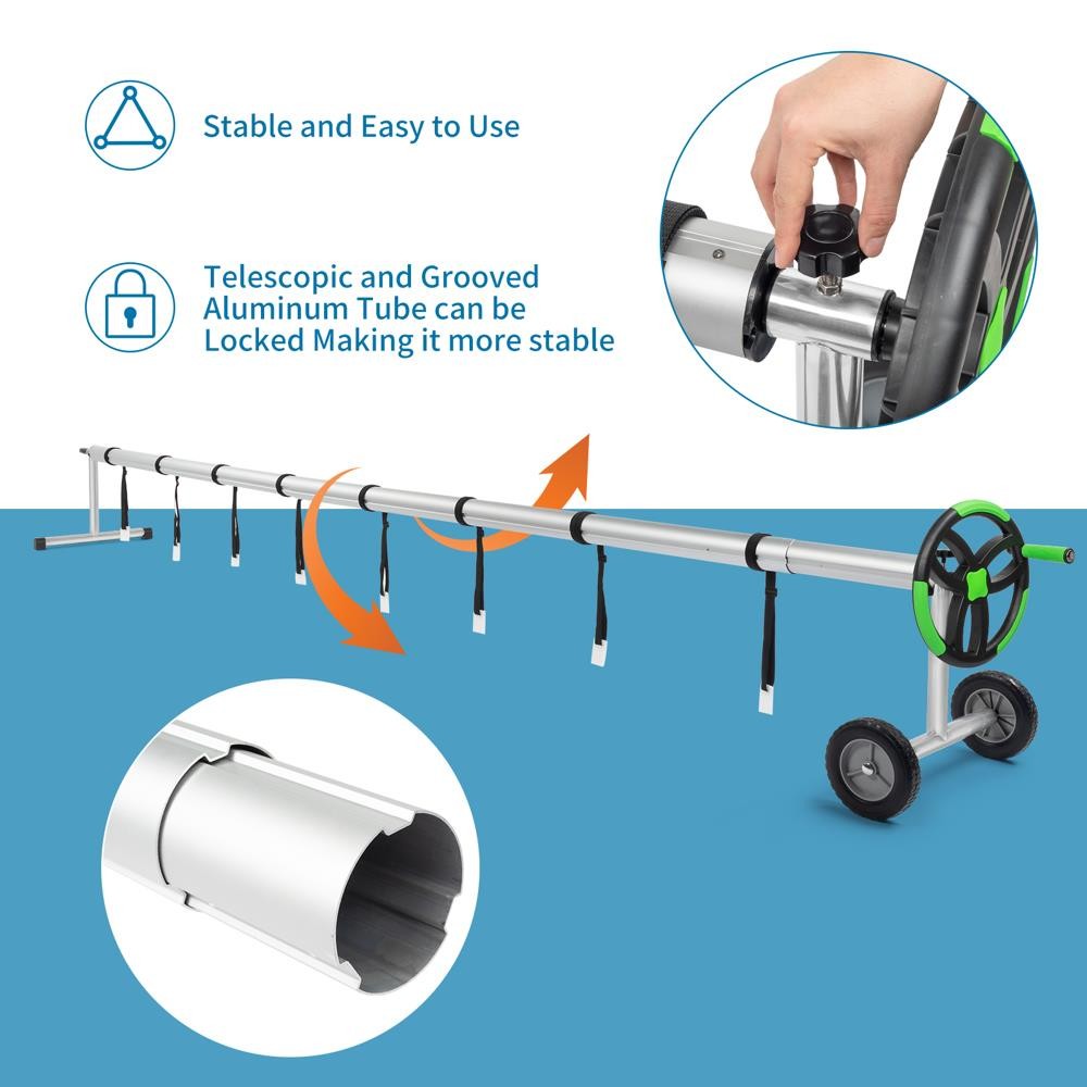 18 FT Pool Cover Reel Aluminum Solar Swimming Inground Cover Blanket Reel