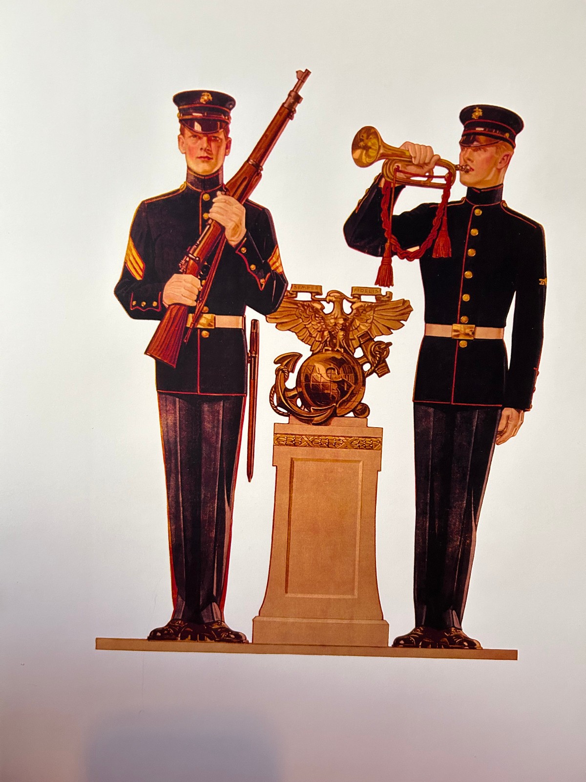 Poster WWI USMC  US Marine Corps  11 x 14 inches  Rifle and  Bugle