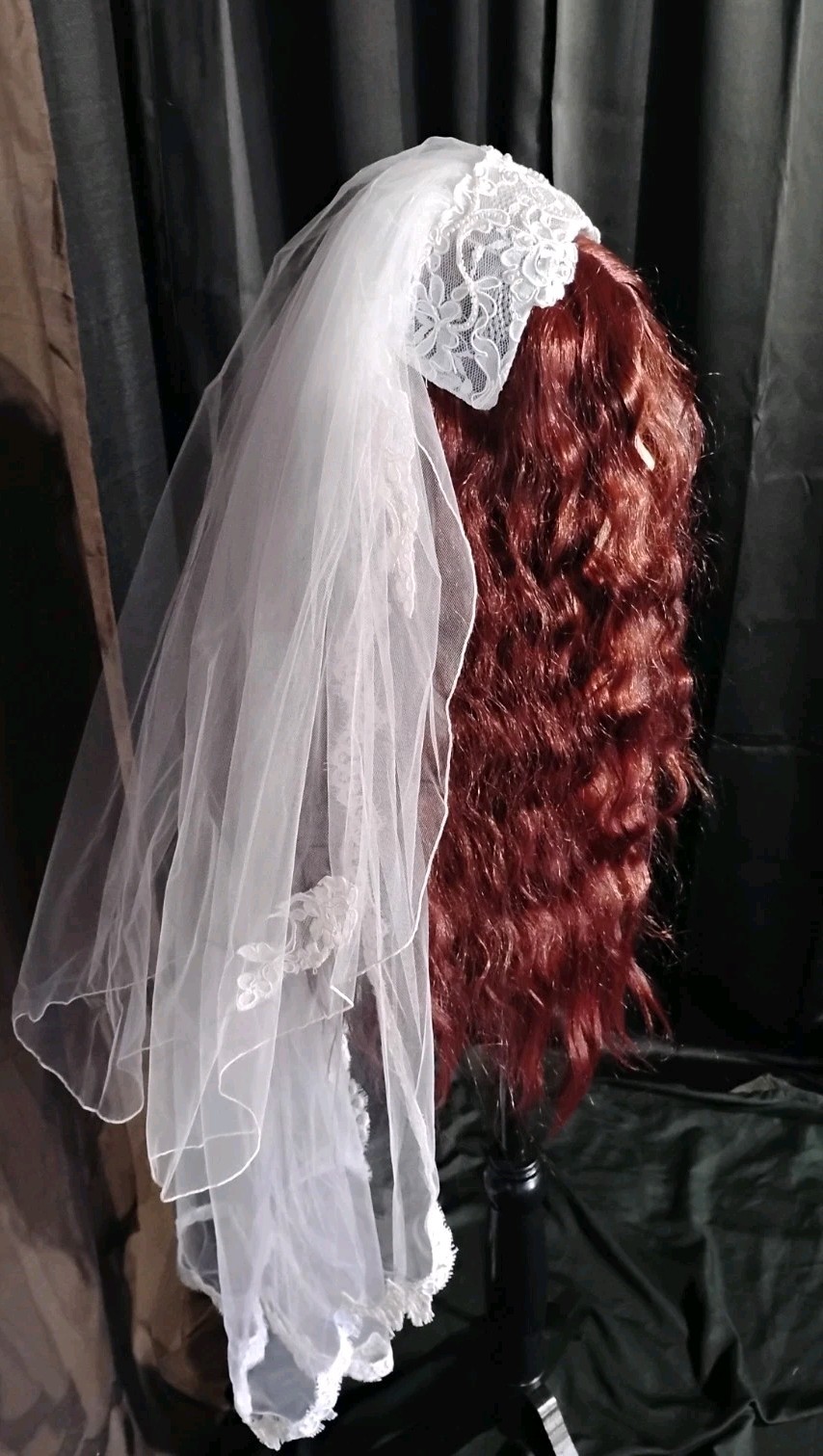 Vintage White 46 Inch Half Cap Lace Wedding Bridal Veil