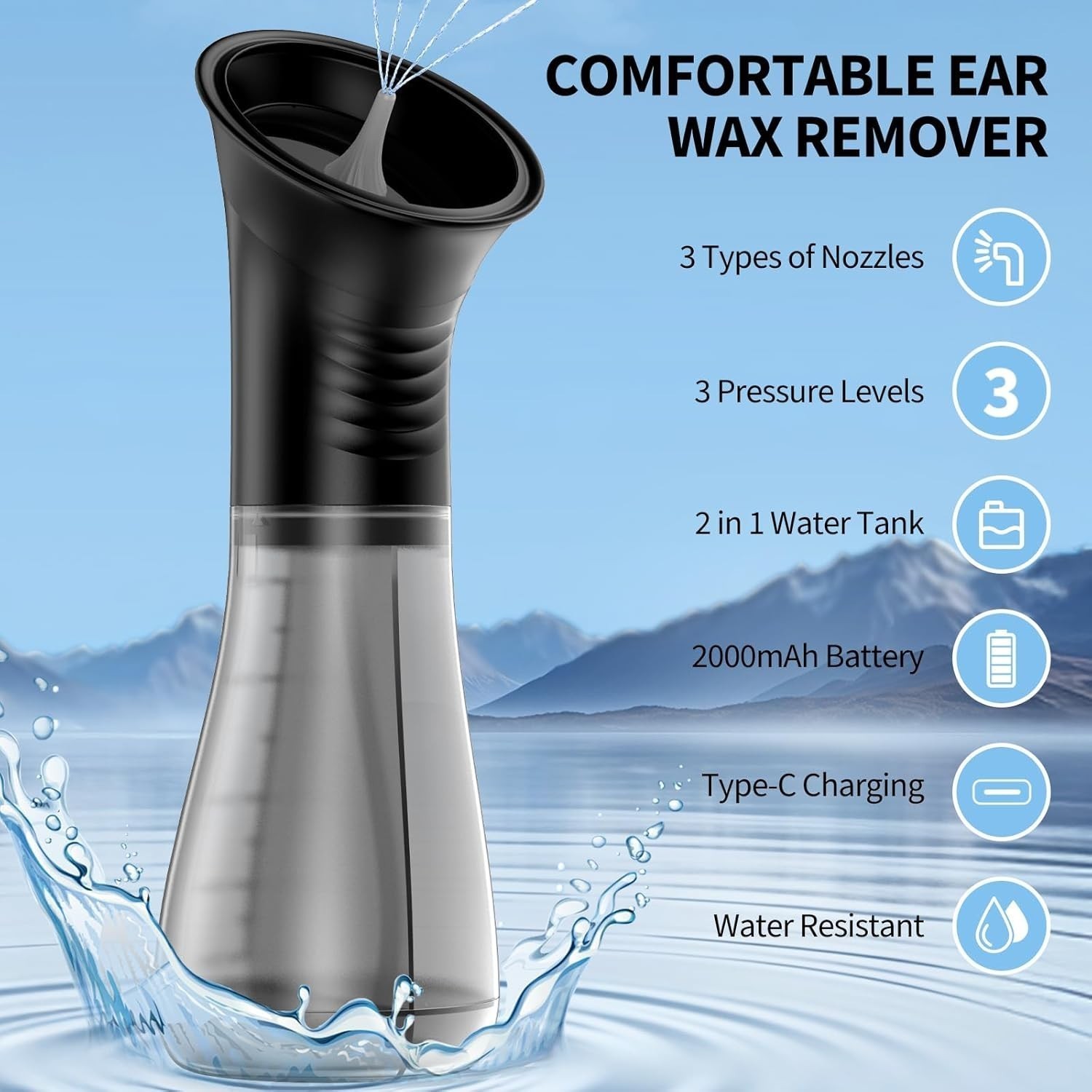 Ear Wax Removal with One-Piece Waste Tank, Powered Ear Wax Remover,12 Tips,New，l