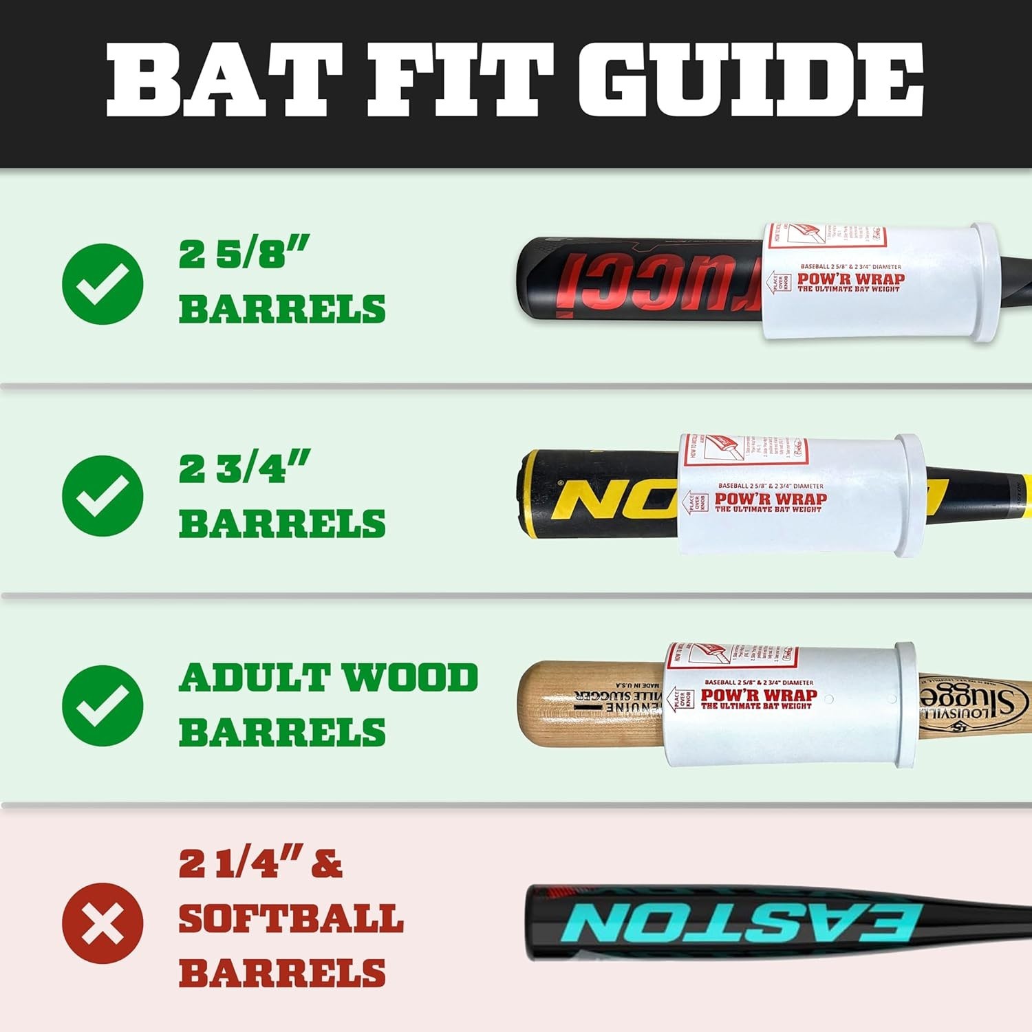 Pow'r Wrap Baseball Bat Weight Sleeve Trainer 24 oz - Made in the USA