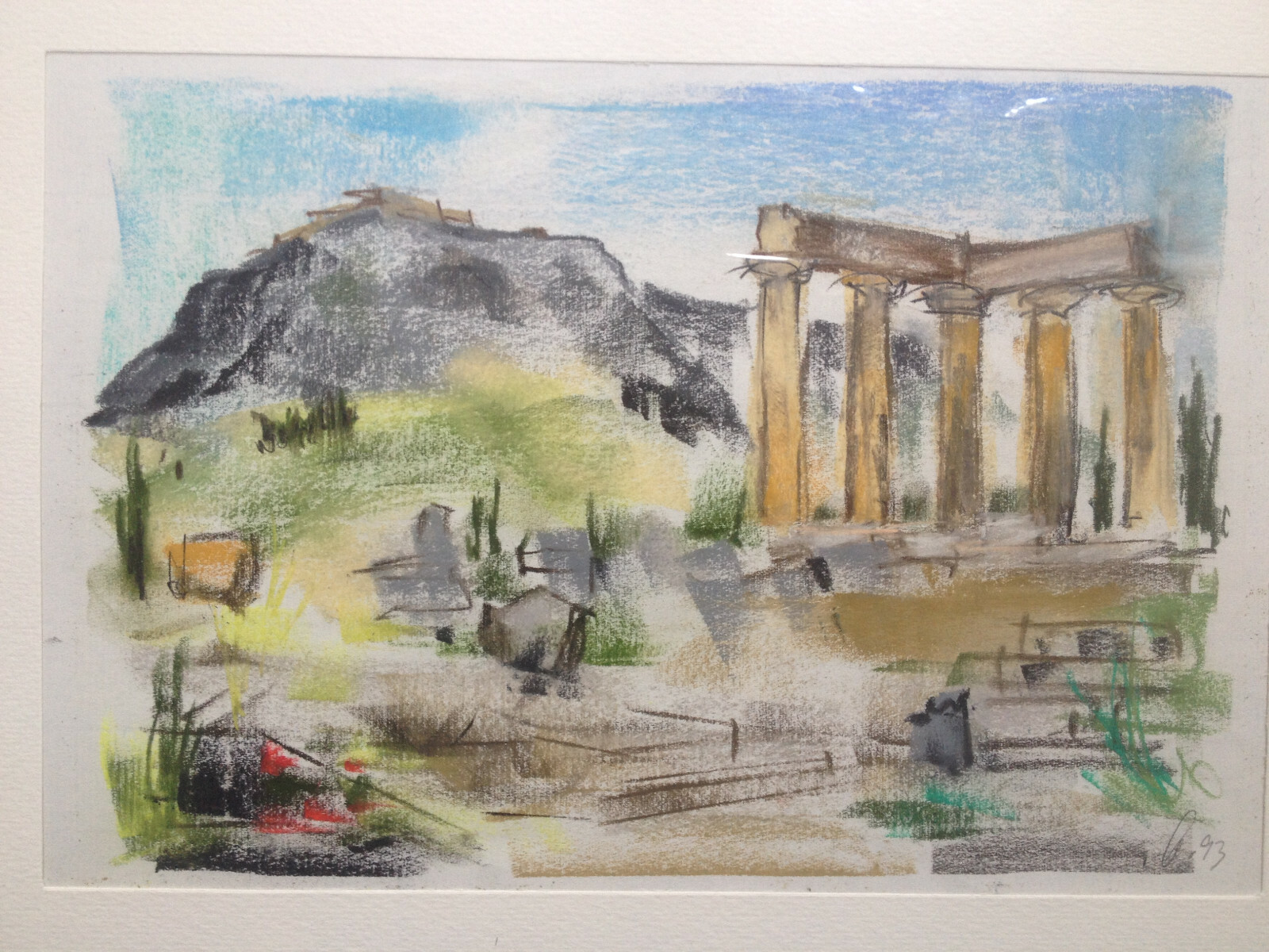 ::FRANZ EHMKE *1928 -2018 °GREECE ACROPOLIS AFTER CORFU COLUMNS SIGNED