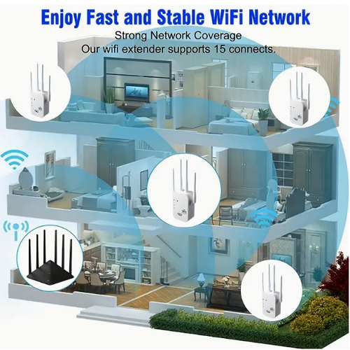 1200Mbps WiFi Range Extender Repeater Wireless Amplifier Router Signal Booster